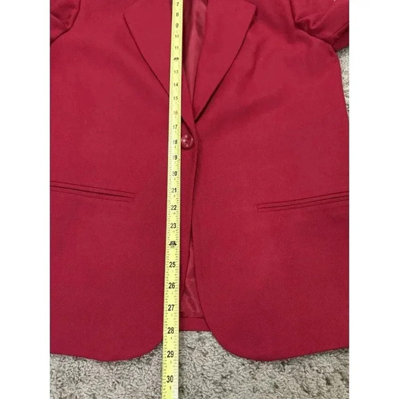SAG HARBOR Vintage Red Wool Blazer Jacket Velvet Neck One Button Lined 6 Petite - Picture 9 of 9